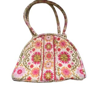 Vtg Vera Bradley Eloise Clamshell Purse‎ Floral Boho Shoulder Quilted Kiss Lock